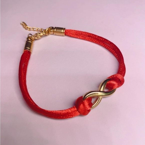 CELINE13 Infinity Charm Bracelet – Red Cord & Polished Titanium Steel - Picture 7 of 7